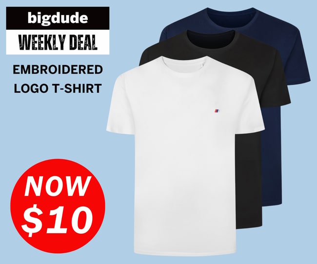 Bigdude weekly deal - T-shirt with embroidered logo now $10